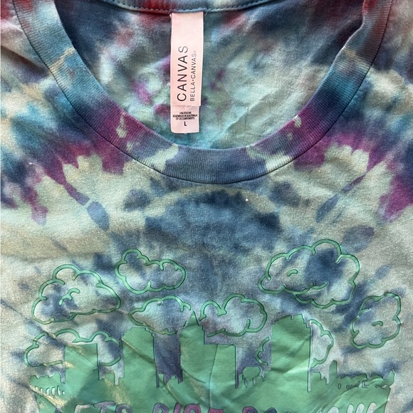 Custom tie dye shirt on “LET’S RIDE RALEIGH” printed shirt size Large - Picture 3 of 3